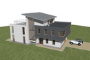 Single-family house with an atelier and titaniumzinc facade